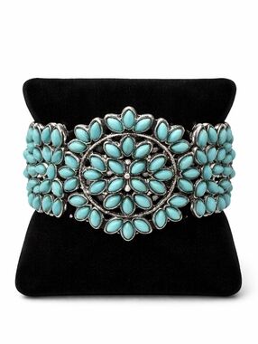 Cuff Bracelet Silver-Tone Floral Cluster